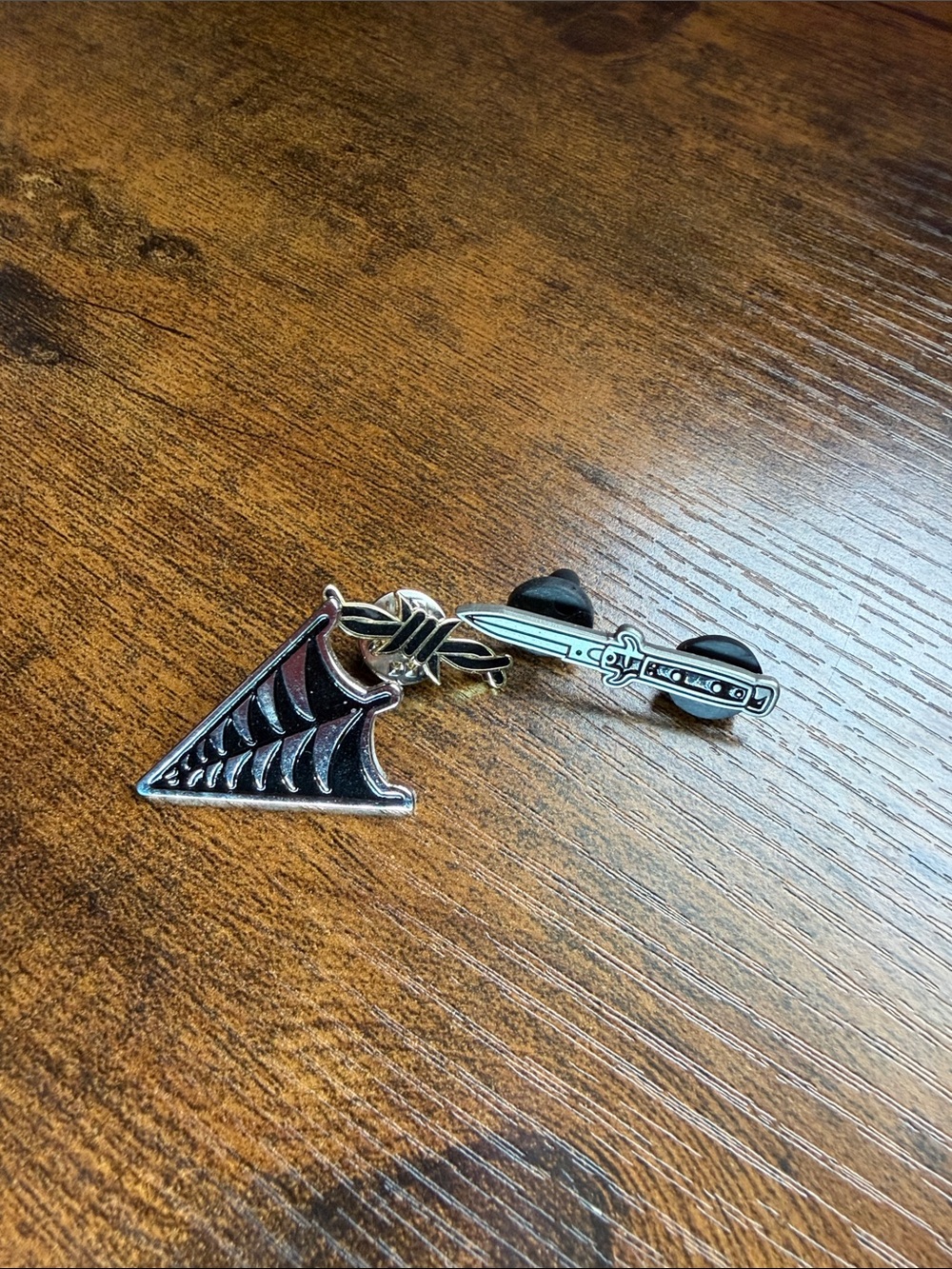 3Silver and Black dagger spiderweb and barbwire Lapel Pin Men Accessories women